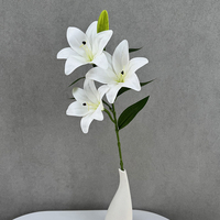 Bunga Lily Mewah 3 Tangkai, Harga Grosir Pabrik, Kualitas Tinggi, Bunga Artificial untuk Dekorasi Ruangan QYYN-679