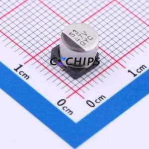 Condensateur électrolytique hybride solide-liquide en aluminium GYC1V470MCQ1GS SMD, D6.3xL5.8mm 47uF 20% 35V 900mA-100kHz - Product Image 1