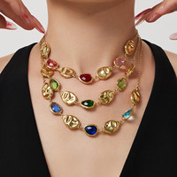 Nouveau Collier Ras du Cou Européen et Américain Transfrontalier en Résine Transparente Multiforme Goutte d'Eau, Sportif, Élégant et Léger