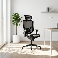 Fauteuil de Direction Ergonomique Contemporain en Maille, Inclinable, avec Accoudoirs à Commande 4D, Pivotant, à Suspension à Gaz Classe IV et Verrouillage d'Inclinaison