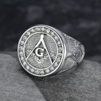 Mode Vente Chaude Rétro Dominateur AG Bague Maçonnique pour Hommes Femmes Plaqué Or En Acier Inoxydable Zircon Fabricant En Gros