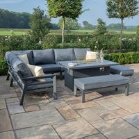 Fimous 9 Places Extérieur En Aluminium Jardin Coin Canapé Fire Pit Table Ensembles Gris Foncé pour Hôtels Parcs Appartements