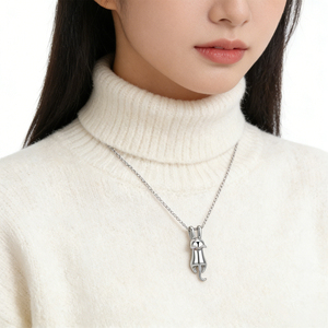 Collar de Plata de Ley 925 con Colgante de Gato Súper Lindo, Cadena de Clavícula Elegante para Mujeres Amantes de los Gatos - Product Image 5