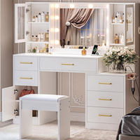 Coiffeuse de chambre à coucher moderne de luxe Table de chevet à miroir