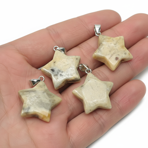 Colgante de estrella de ágata de encaje loco, colgante de cristal, collares naturales, piedras preciosas curativas, suministros para hacer joyas, Plata de Ley 925 - Product Image 1
