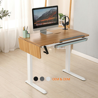 Table d'École avec Tiroir, Table Ergonomique Manuelle à Hauteur Réglable, Inclinable, Dessin, Art, Bureau Debout avec Tiroir