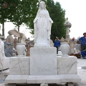 थोक मेमोरियल स्मारक उत्कीर्णन सफेद संगमरमर वर्जिन मैरी की मूर्ति क़ब्र का पत्थर