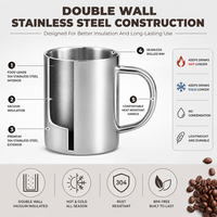 Mug en acier inoxydable 304 à double paroi, isotherme, incassable, pour bière et café, idéal pour la maison, la cuisine et les cadeaux.