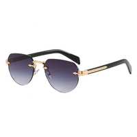 Lunettes de soleil polygonales sans monture unisexes de luxe à coupe diamantée, nouvelle marque tendance, protection UV