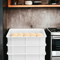 Boîte de service pour pâte en polyéthylène de qualité alimentaire empilable, blanche, 40x30x10h cm, capacité de 10 litres, avec fond et parois fermées