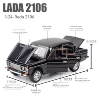 Escala 1:24 Lada 2106 Diecast aleación coche de juguete sonido luz Pullback modelo con adorno decorativo Coche Modelo coche de juguete