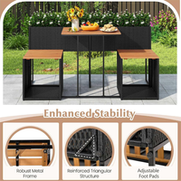 Table surélevée en rotin tressé à prix abordable, ensemble de mobilier de patio extérieur pour plantes aromatiques et fleurs