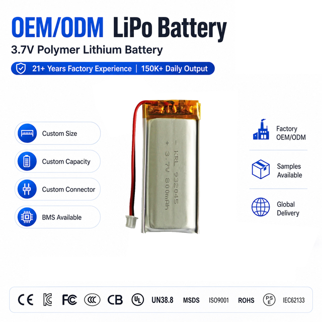 Customize 932045 800mAh 3.7v Li-Po Battery for Handheld Medical Device Safe and Reliable Supplier