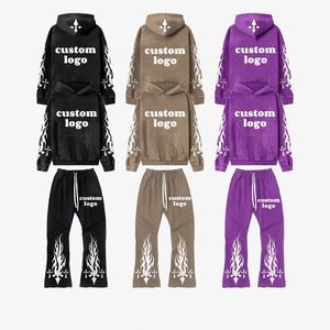 Pantalones Deportivos Casuales de Alta Calidad Personalizados 2025 para Hombre, Pantalones Jogger Acampanados con Parches, Cintura Elástica, Pantalones Deportivos con Estampado Puff Apilado para Hombre - Product Image 1