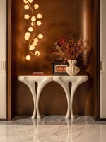 Table console moderne de luxe en fibre de verre, table d'entrée créative à double arche, table de couloir organique pour villa et salon