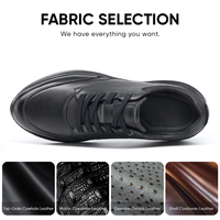 Sneakers à talon haut caché très vendues, sneakers décontractées augmentant la taille, sneakers en cuir de vachette pour hommes, hauteur accrue de 7 cm/2,76 pouces