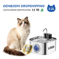 Distributeur d'eau automatique sans fil pour chat, intelligent et écologique, 3,2 L, en acier inoxydable 304, distributeur d'eau électrique pour chat