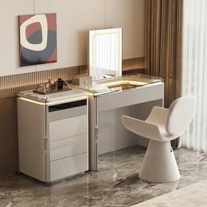 Table de toilette moderne, table de toilette minimaliste pour chambre à coucher, table de toilette de luxe légère, un ensemble de table de toilette - Product Image 3