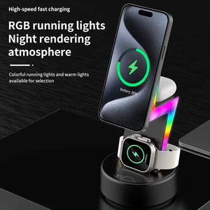 Lámpara de mesita de noche RGB Soporte para teléfono 15W 4 EN 1 Lámpara de mesita de noche magnética con carga inalámbrica - Product Image 6
