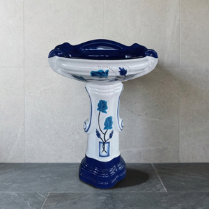 Lavabo sur pied moderne d'extérieur en céramique émaillée grand format, pour usage hospitalier, forme ronde/rectangulaire, écologique et résistant à l'eau - Product Image 1