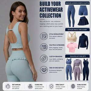 Conjunto de Yoga Personalizable de 2 Piezas con Volantes Acanalados para <span class=keywords><strong>Mujer</strong></span>, Leggings de Cintura Alta y Sujetador Deportivo con Volantes, Ropa de Gimnasio, <span class=keywords><strong>Azul</strong></span> Bebé - Product Image 2