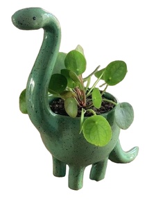 Pot de fleurs suspendu mignon en forme de dinosaures verts, décoration de vase de dessin animé personnalisée pour plantes succulentes - Product Image 1