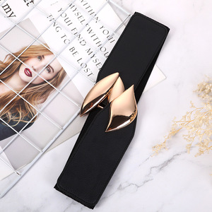 Nouvelle <span class=keywords><strong>ceinture</strong></span> extensible de créateur de mode, <span class=keywords><strong>ceinture</strong></span> <span class=keywords><strong>large</strong></span> élastique pour robe de <span class=keywords><strong>femme</strong></span>, <span class=keywords><strong>ceinture</strong></span> corset avec grande boucle dorée - Product Image 5