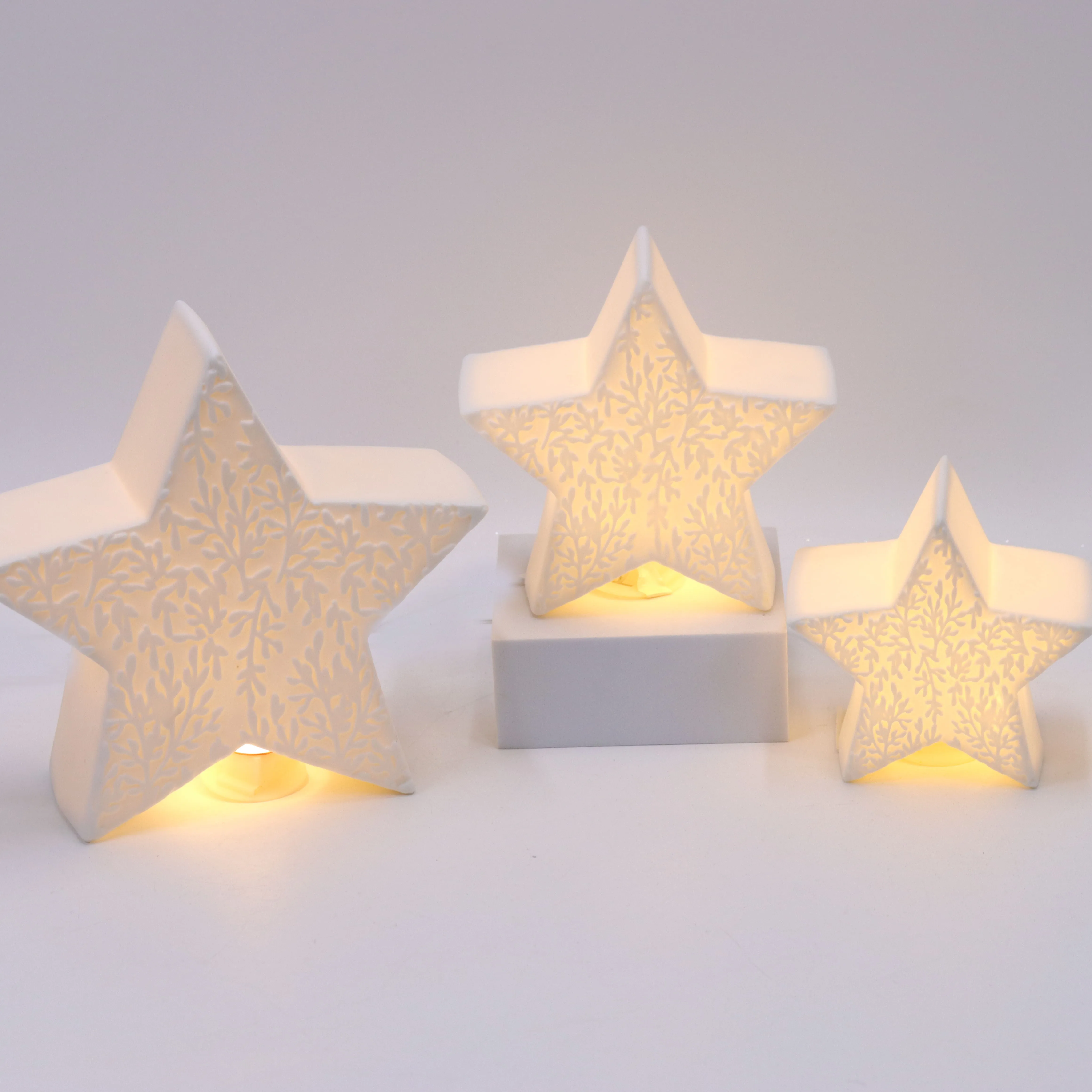 Wholesale Home decoration handmade Ceramic Table Lamp Star LED night light ceramic home table decor
