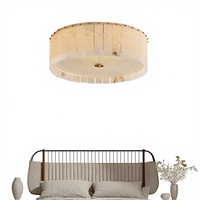 Plafonnier rond en cristal d'albâtre laiton oriental de luxe surface en marbre naturel encastré lampe pour chambre salon