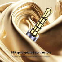 Cable de Audio Trrs Auxiliar de Nylon Trenzado de Alta Calidad con Conectores Chapados en Oro, 3.5mm, para Micrófono/Altavoz/Monitor, Venta al Por Mayor de Fábrica