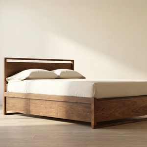 Lit plateforme extensible Alpen Teak Queen/King avec rangement intégré, durable, écologique, en bois massif, mobilier moderne pour la maison - Product Image 6