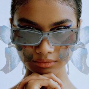 Gafas de Sol de Una Pieza con Doble Lente, Diseño Vintage de Lujo 2022 para Mujer, Montura Cuadrada sin Aro de Aleación - Product Image 3