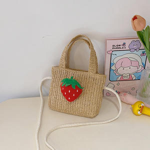 ストローバッグ、2024年夏韓国版ファッションバスケットガールキッドビーチストローハンドバッグ - Product Image 6