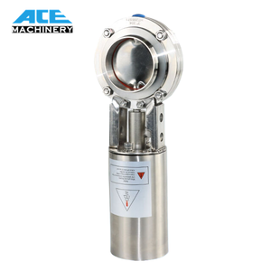 SS304 Saneamiento AISI 316L 6 pulgadas 152,4 MM SMS Aire a aire Tornillo neumático Soldado Válvulas de mariposa neumáticas Fabricante - Product Image 5