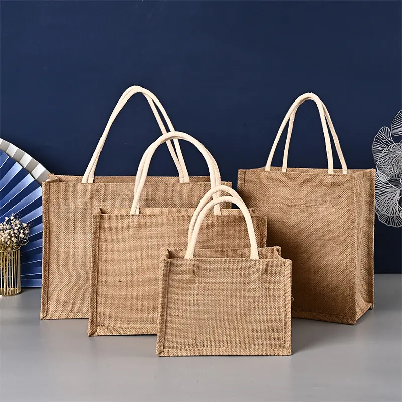 Bolsa de lino personalizado yute bolso de lino de algodón bolsa de regalo para imprimir el logotipo de estilo retro lino grueso bolso personalizado