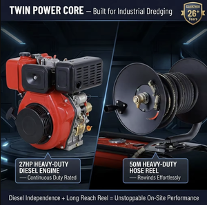 <span class=keywords><strong>Machine</strong></span> de nettoyage de canalisations à moteur diesel 27HP, 150 bars, 50 L/min, équipement de nettoyage de tuyaux à haut débit avec tuyau haute pression de 50 m - Product Image 4