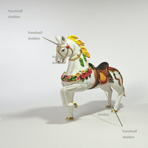 Pháp Carousel phong cách nhựa thủ công ngựa | khung kim loại với điểm nhấn gỗ | mục sưu tập độc đáo của & trang trí nhà | miễn phí - Product Image 3