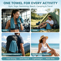 Serviette de sport en microfibre double face en velours, séchage rapide, absorbante, pour la remise en forme, le yoga et l'entraînement