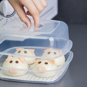 Household Kitchen Microwave Oven Heating Plastic <b>Steamer</b> Food Steamed Bun Multi-Layer Round Steam Box With Lid - Product Image 3