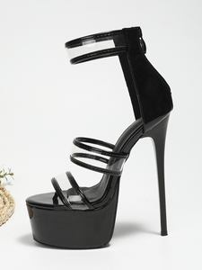 2026 Spring Summer New Patent Leather Fish Mouth Open Toe Waterproof Platform 16cm Ultra High Heel Sexy Fashion <b>Sandals</b> 35-42 - Product Image 6