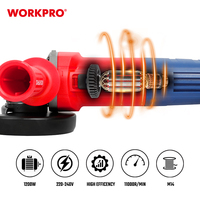 Meuleuse d'angle électrique professionnelle WORKPRO 1200W 115mm avec cordon, outil électrique pour le meulage