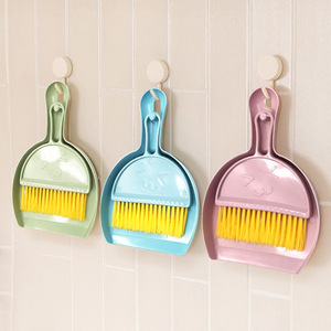 Smiley Face Broom And Dustpan Combo Set Mini Desktop Cleaning Brush Plastic 2 In 1 For Home Office Use - Product Image 1