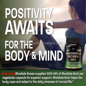 Ausreson OEM Extrait de racine de Rhodiola Rosea biologique naturel 500 mg en capsules, complément alimentaire pour la santé du cerveau, capsules de ginseng et de rhodiola rosea - Product Image 2