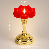 Lampe Bouddha électronique en plastique en forme de lotus, porte-bougie, lampe d'offrande, ornement, lumière longue durée, alimentée par piles, lampe de rivière
