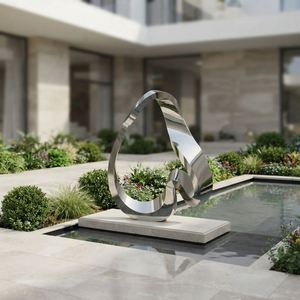 Escultura Abstracta de Cinta en Espiral de Acero Inoxidable Pulido a Espejo Personalizada para Jardín, Patio, Plaza, Instalación de Arte Moderno para Exteriores - Product Image 4
