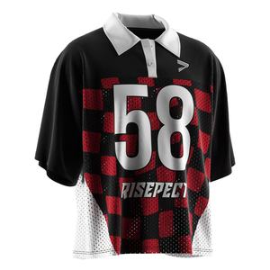 Jersey Retro Transpirable con Cuello Polo y Costuras de Malla para Hombre, con Diseño de Franjas en Contraste de Fútbol Americano - Product Image 5