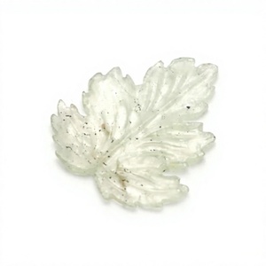 Pierre précieuse sculptée en feuille d'aigue-marine naturelle et quartz blanc, pierre brute pour la fabrication de bijoux - Product Image 3