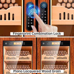 Humidores de cigarros eléctricos 320C, habitación enfriadora, gabinete combinado de vino y cigarro controlado por clima de madera de doble puerta Premium - Product Image 5