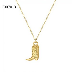 Amy Amy Fashion Pendant Necklace Stainless Steel Silver Plated Cowboy <b>Boot</b> Design Women's Casual Everyday Wearing Gift Jewelry - Product Image 2