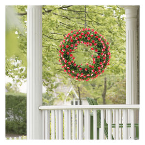 Hh-76<span class=keywords><strong>พวงมาลัย</strong></span>เทียมดอกกุหลาบสี<span class=keywords><strong>แดง</strong></span>ใบไผ่ PE แขวนได้สำหรับงานวันคริสต์มาสฮาโลวีนงานจบการศึกษายาวนาน - Product Image 1